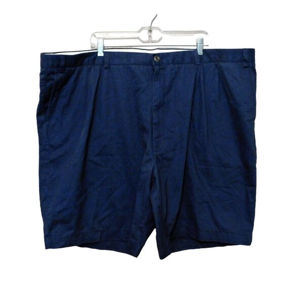 Casuals Shorts by Roundtree & Yorke 52 Actual W51 Dark Blue Pleated Front Cotton - Picture 3 of 6